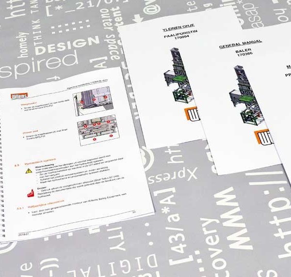 Willems Baling Equipment, Technische documentatie, tekst, illustraties, opmaak, technische handleidingen, portfolio