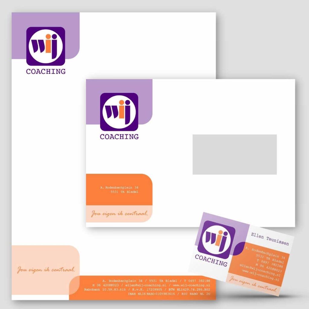 WIJ Coaching - Huisstijl - Reclame - DTP - Visitekaartje - Briefpapier - Envelop - Branding | portfolio versID