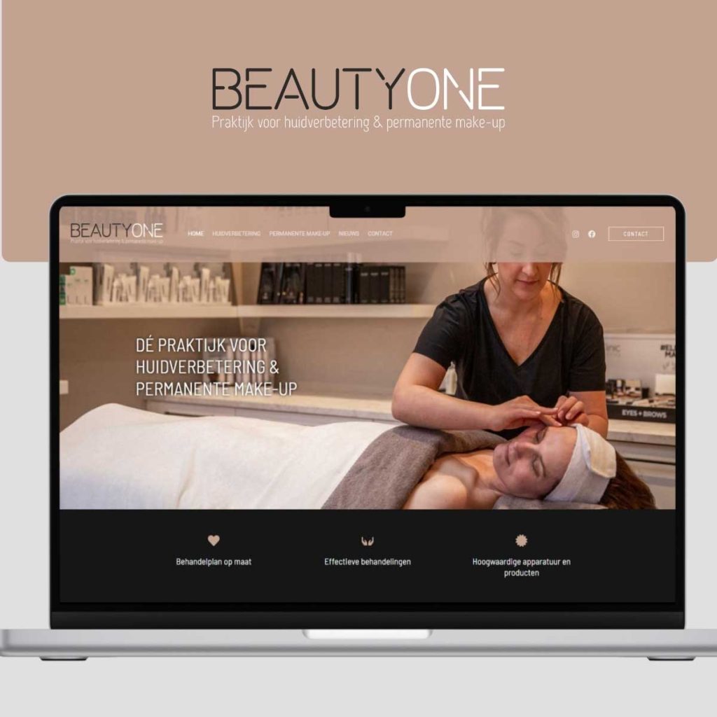 BeautyOne - Praktijk voor huidverbetering en permanate make-up - Restyle logo - Website | Portfolio versID Communicatie