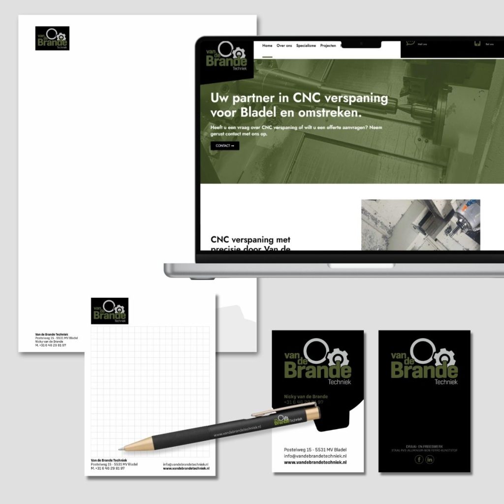 Van de Brande Techniek | Branding - Huisstijl - Visitekaartjes - Notitieblokjes - Pennen - Website
